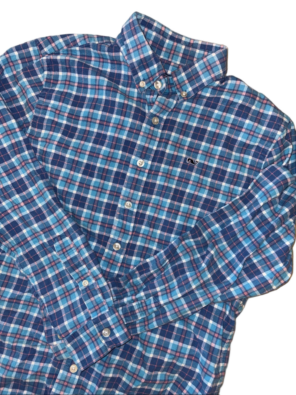 Vineyard Vines Boys L “Whale Shirt" Plaid Long Sleeve Button Down Flannel